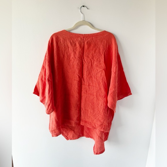 Made in Italy Orange Linen Tunic - Picture 2 of 6